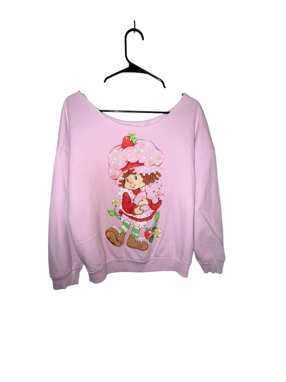 Pink Strawberry Character Graphic Sweatshirt - Women Sweaters